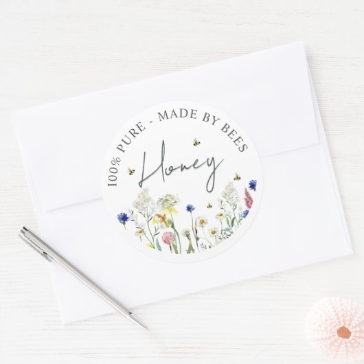 Honing Wildflower Meadow Bijenlabel Bloem Ronde Sticker (Envelop)