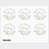 Honing Wildflower Meadow Bijenlabel Bloem Ronde Sticker (Vel)
