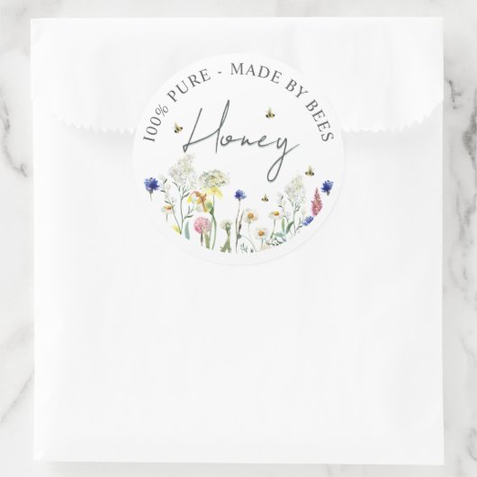 Honing Wildflower Meadow Bijenlabel Bloem Ronde Sticker (Tas)