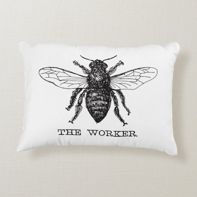 Honing Zwarte Hommels Arbeiderbij Decoratief Kussen (Achterkant)