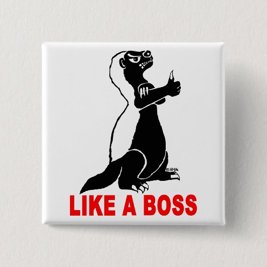Honingbaasje, als een baas vierkante button 5,1 cm (Voorkant)