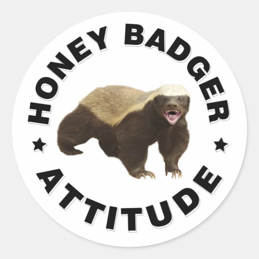 Honingbadger heeft een houding ronde sticker (Voorkant)