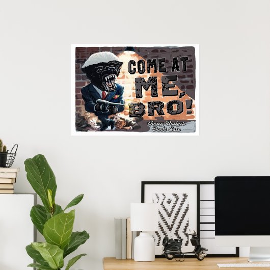 Honingbadger met Pistool Poster (Thuiskantoor)