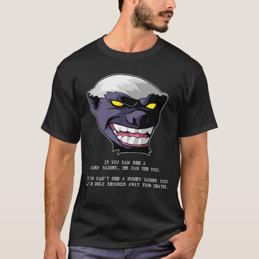 Honingbadger seconden van de dood t-shirt (Voorkant)