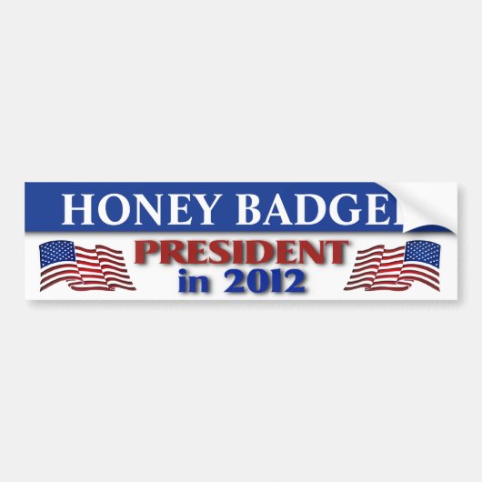 Honingbadger voor President in 2012 Bumpersticker (Voorkant)
