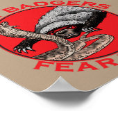Honingbadgers vrezen geen boze Badass Animal Snake Poster (Hoek)