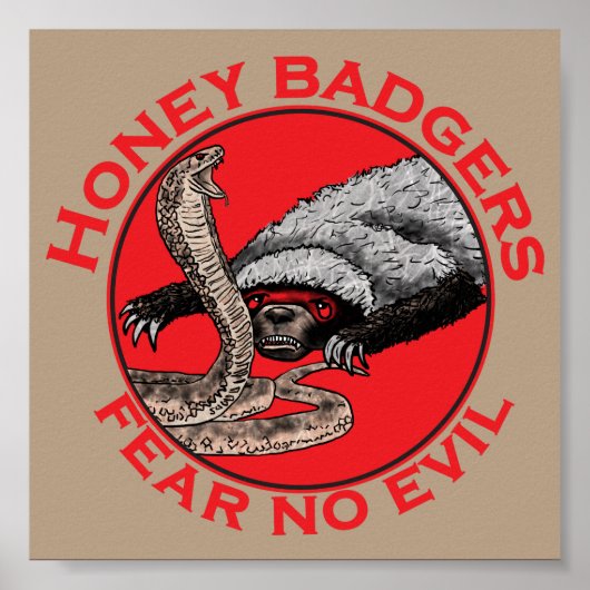 Honingbadgers vrezen geen boze Badass Animal Snake Poster (Voorkant)