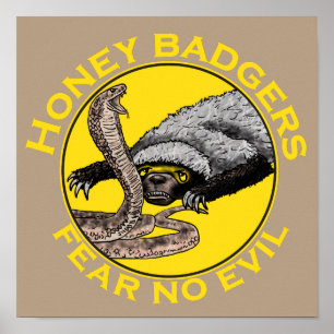 Honingbadgers vrezen geen boze gele kunst voor die poster