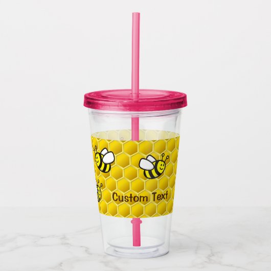 Honingbee Cartoon Acryl Drinkbeker (Voorkant)