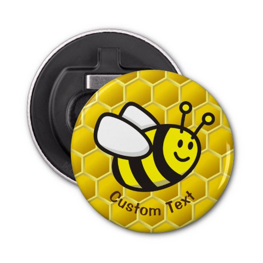 Honingbee Cartoon Button Flesopener (Voorkant)