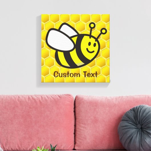Honingbee Cartoon Canvas Afdruk (Insitu (Woonkamer))