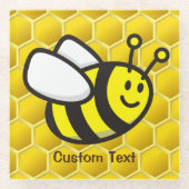 Honingbee Cartoon Glazen Onderzetter (Voorkant)