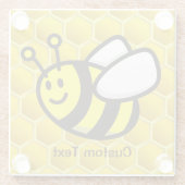 Honingbee Cartoon Glazen Onderzetter (Achterkant)