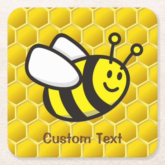 Honingbee Cartoon Kartonnen Onderzetters (Voorkant)