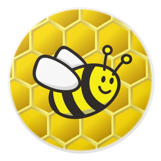 Honingbee Cartoon Keramische Knop (Voorkant)