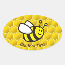 Honingbee Cartoon Ovale Sticker