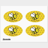 Honingbee Cartoon Ovale Sticker (Vel)