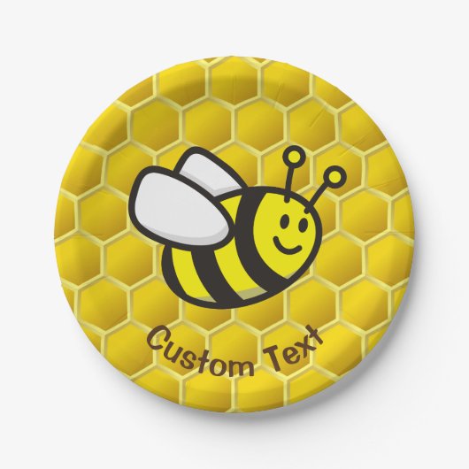 Honingbee Cartoon Papieren Bordje (Voorkant)