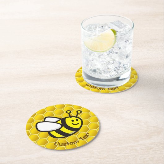Honingbee Cartoon Ronde Kartonnen Onderzetter (Insitu)