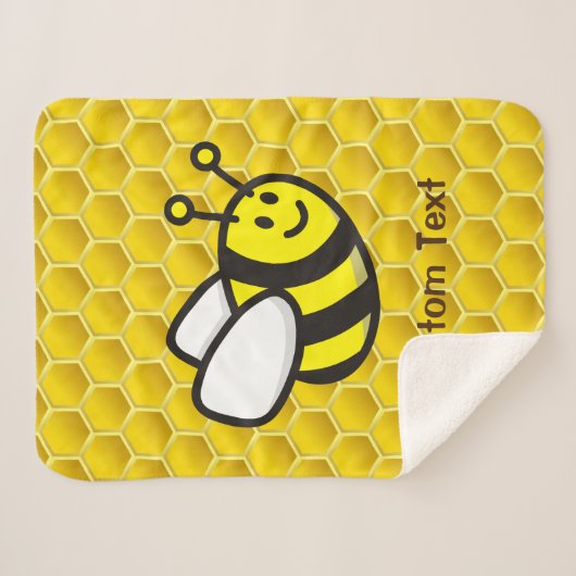 Honingbee Cartoon Sherpa Deken (Voorkant (horizontaal))