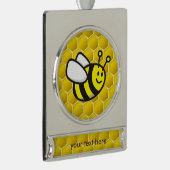 Honingbee Cartoon Verzilverd Banner Ornament (Rechts)