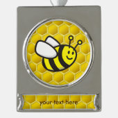 Honingbee Cartoon Verzilverd Banner Ornament (Voorkant)