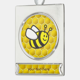 Honingbee Cartoon Verzilverd Banner Ornament