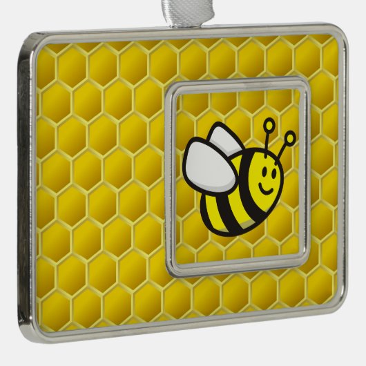 Honingbee Cartoon Verzilverd Omlijst Ornament (Rechts)