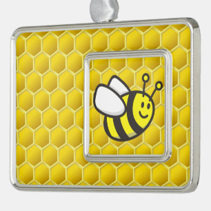 Honingbee Cartoon Verzilverd Omlijst Ornament