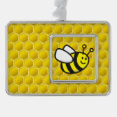 Honingbee Cartoon Verzilverd Omlijst Ornament (Voorkant)