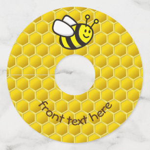 Honingbee Cartoon Wijnglaslabel
