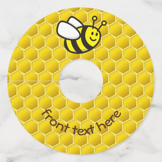 Honingbee Cartoon Wijnglaslabel (Voorkant)