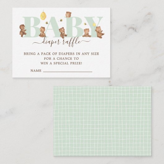 HoningBeer Diaper Raffle Enclosure Kaart (Voorkant / Achterkant)