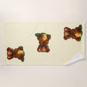 Honingbeer Strandhanddoek Aangepaste Kleuren Strandlaken (Voorkant)