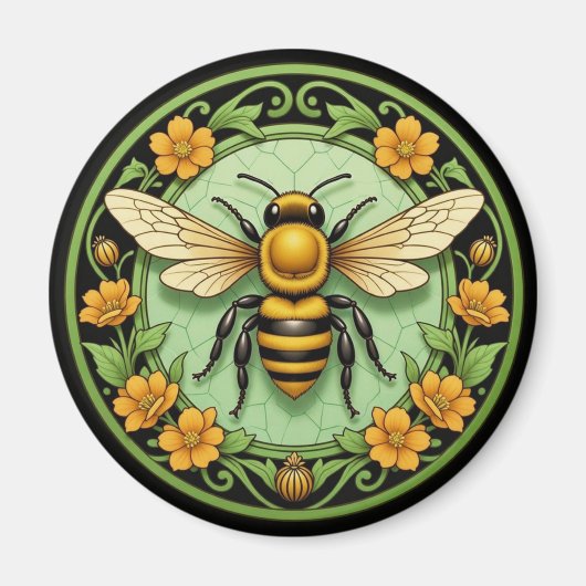 Honingbij Art Nouveau Magneet (Voorkant)