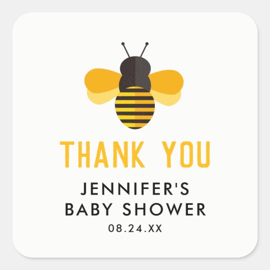 Honingbij Baby Shower Bedankt Favoriet  Klassieke  Vierkante Sticker (Voorkant)