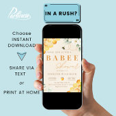 Honingbij Baby shower Floral Babee Kaart