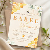 Honingbij Baby shower Floral Babee Kaart