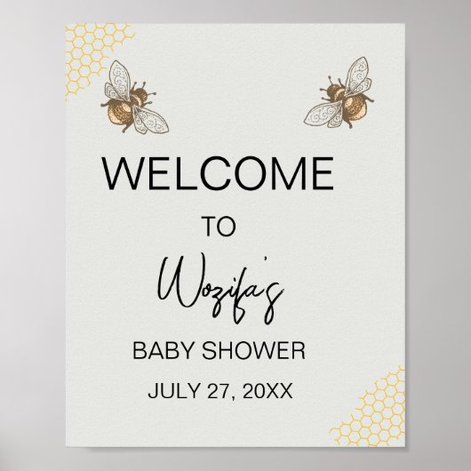 Honingbij baby shower welkom poster (Voorkant)
