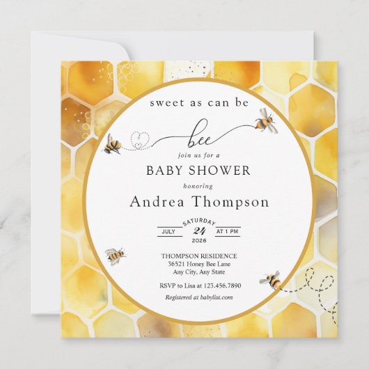 honingbij | Bee Baby shower Invitation Kaart (Voorkant)