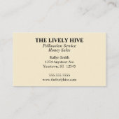Honingbij Beekeeper Bestuiving Service Honing Sale Visitekaartje (Achterkant)