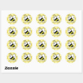 Honingbij Bijenkorf Tekening Gepersonaliseerde Naa Ronde Sticker (Vel)