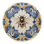 Honingbij Blauw en Geel Decoratief  Keramische Knop (Voorkant)
