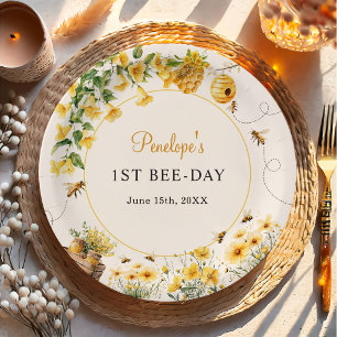 Honingbij Bloem Verjaardag Baby Shower Papieren Bo Bordje