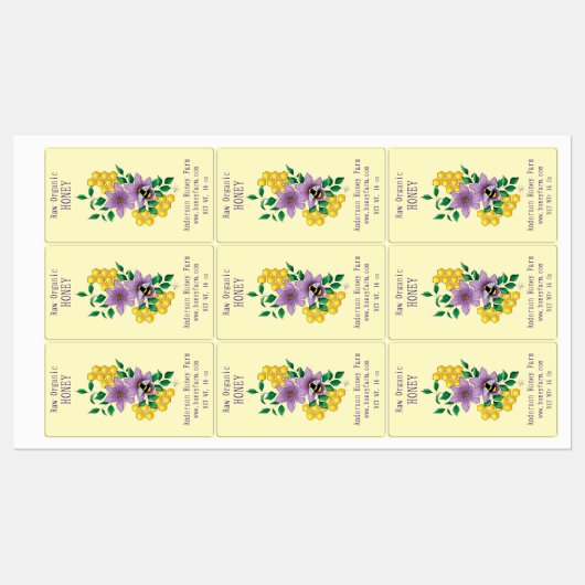 Honingbij Boerderij gele lavendel Labels (Vel)