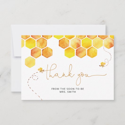 Honingbij bruiloft bruidsfeest bedankkaart (Voorkant)