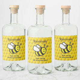 Honingbij Cartoon Racomelo Label Likeurfles Etiket