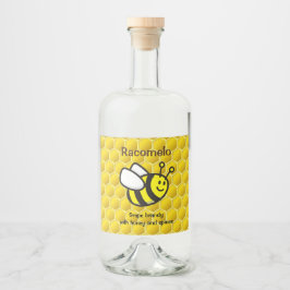 Honingbij Cartoon Racomelo Label Likeurfles Etiket