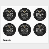 Honingbij Classy Black Pure Raw Honey Ronde Sticker (Vel)