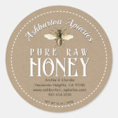  Honingbij Classy Kraft Pure Raw Honey Ronde Sticker (Voorkant)